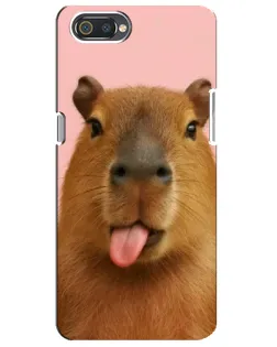 Чехол для Realme C2 с картинкой «Капибара с языком»