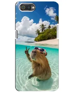 Чехол для Realme C2 с картинкой «Капибара на море»