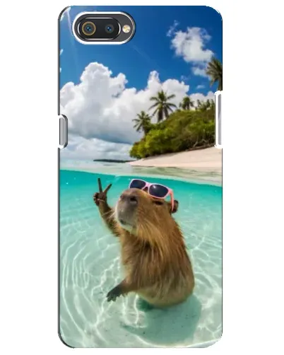 Чехол для Realme C2 с картинкой «Капибара на море»