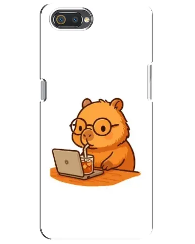 Чехол для Realme C2 с картинкой «Капибара с ноутбуком»