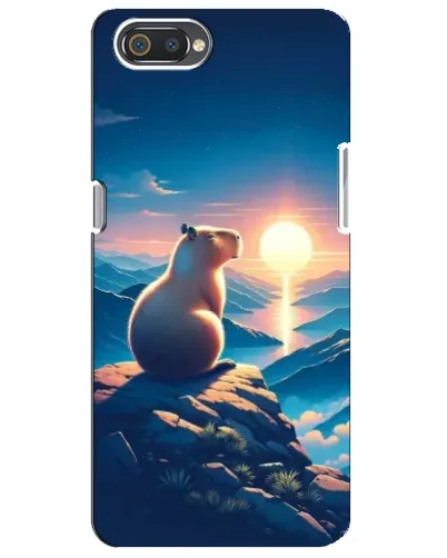 Чехол для Realme C2 с картинкой «Закат солнца с капибарой»