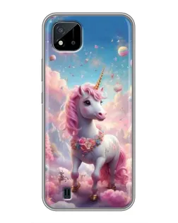 Чехол для Realme C11 (2021) / C20 с картинкой «Единорог среди облаков»
