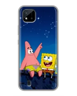 Чехол для Realme C11 (2021) / C20 с картинкой «Губка Боб и Патрик ночью»