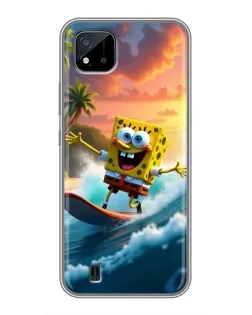 Чехол для Realme C11 (2021) / C20 с картинкой «Губка Боб серфингист»