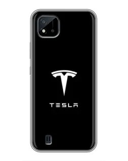 Чехол для Realme C11 (2021) / C20 с картинкой «Tesla White Logo» Чехол для Realme C11 (2021) / C20 с картинкой «Tesla White Logo»