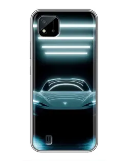 Чехол для Realme C11 (2021) / C20 с картинкой «Tesla в неоне» Чехол для Realme C11 (2021) / C20 с картинкой «Tesla в неоне»