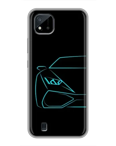 Чехол для Realme C11 (2021) / C20 с картинкой «Голубой силуэт Lamborghini»