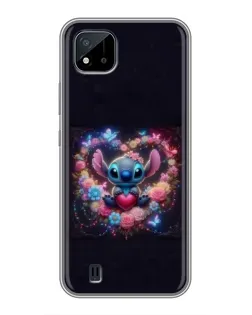 Чохол для Realme C11 (2021) / C20 з картинкою «Stitch у квітах»