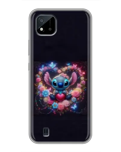 Чехол для Realme C11 (2021) / C20 с картинкой «Stitch в цветах»