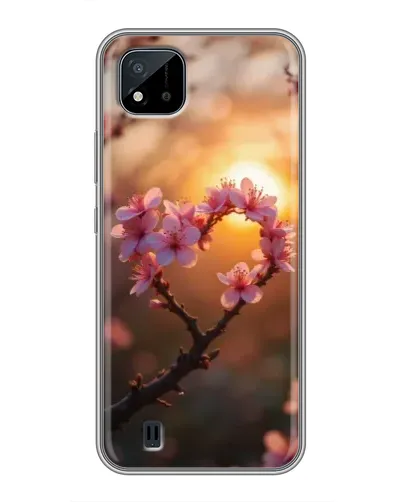Чохол для Realme C11 (2021) / C20 з картинкою «Рожевий цвіт  сердечко на тлі заходу»