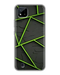 Чехол для Realme C11 (2021) / C20 с картинкой «Зеленые геометрические линии»