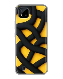Чехол для Realme C11 (2021) / C20 с картинкой «Черное желтое переплетение»