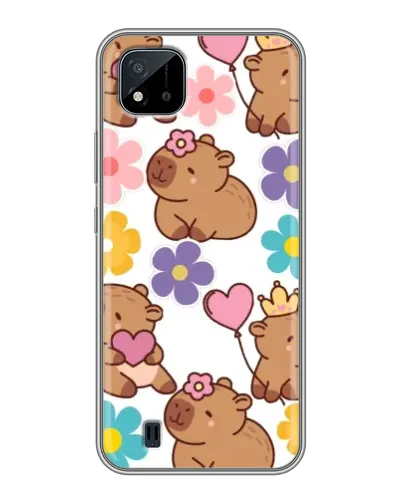 Чехол для Realme C11 (2021) / C20 с картинкой «Цветочный паттерн капибар»