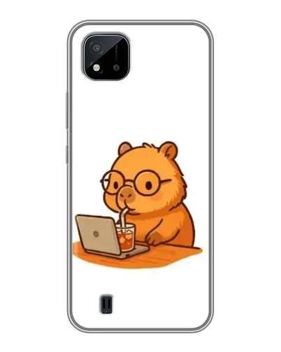Чехол для Realme C11 (2021) / C20 с картинкой «Капибара с ноутбуком»
