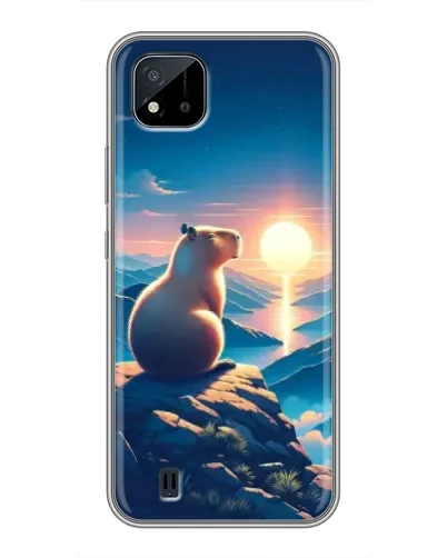 Чехол для Realme C11 (2021) / C20 с картинкой «Закат солнца с капибарой»