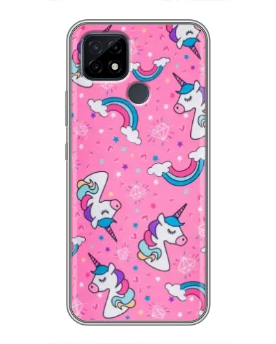 Чехол для Realme C21 с картинкой «Unicorn паттерн розовый»