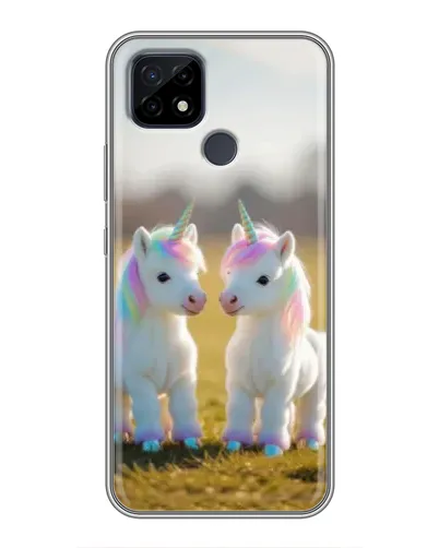 Чехол для Realme C21 с картинкой «Пара единорогов»