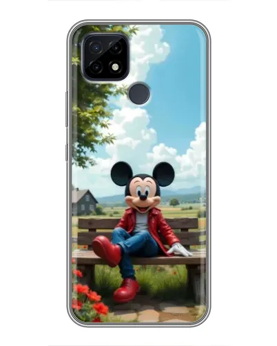 Чехол для Realme C21 с картинкой «Микки на скамейке»