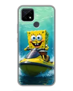 Чехол для Realme C21 с картинкой «Спанч Боб на гидроцикле»