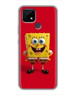 Чехол для Realme C21 с картинкой «Спанч Боб на красном»