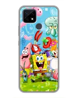 Чехол для Realme C21 с картинкой «Губка Боб и друзья»