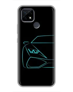Чохол для Realme C21 з картинкою «Блакитний силует Lamborghini»