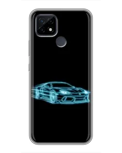 Чохол для Realme C21 з картинкою «Неоновий контур Lamborghini»