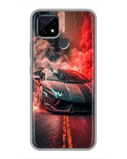 Чохол для Realme C21 з картинкою «Lamborghini червоний дим»