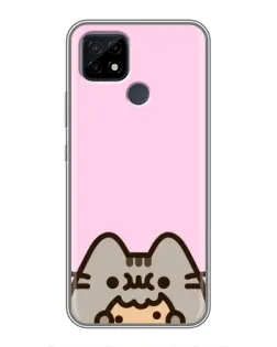 Чехол для Realme C21 с картинкой «Pusheen и печенье»