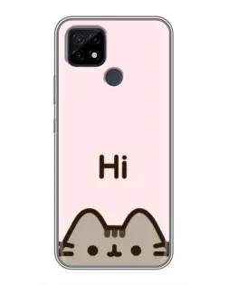 Чехол для Realme C21 с картинкой «Пушин говорит Hi»