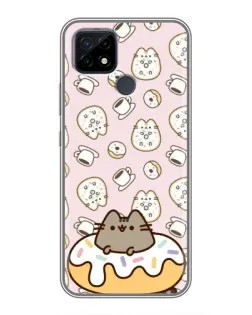 Чехол для Realme C21 с картинкой «Пушин на пончике»
