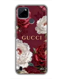 Чехол для Realme C21Y с картинкой «Gucci — бордовые розы»