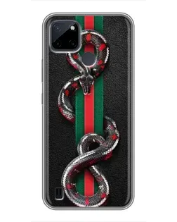 Чехол для Realme C21Y с картинкой «Gucci — змея на полосе»