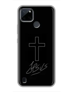 Чехол для Realme C21Y с картинкой «Графический крест Jesus» Чехол для Realme C21Y с картинкой «Графический крест Jesus»