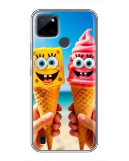 Чехол для Realme C21Y с картинкой «Спанч Боб мороженое»