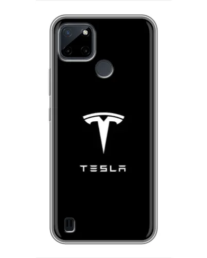 Чехол для Realme C21Y с картинкой «Tesla White Logo»