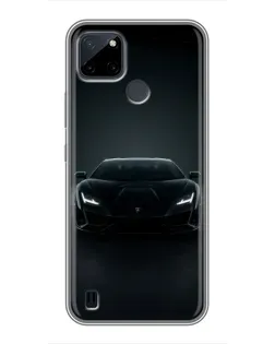 Чехол для Realme C21Y с картинкой «Черный Lamborghini Aventador»