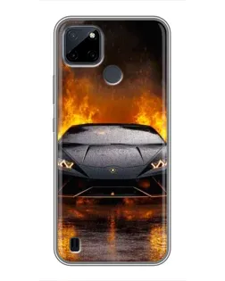 Чехол для Realme C21Y с картинкой «Lamborghini в огне»