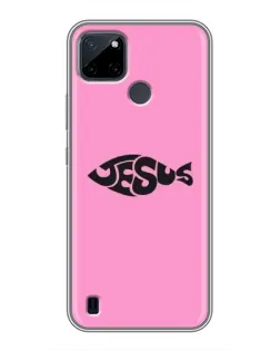 Чехол для Realme C25Y с картинкой «Розовый символ  Jesus»