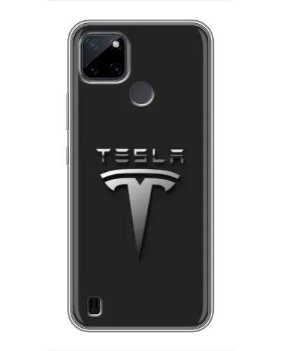 Чехол для Realme C25Y с картинкой «Стальной логотип Tesla»