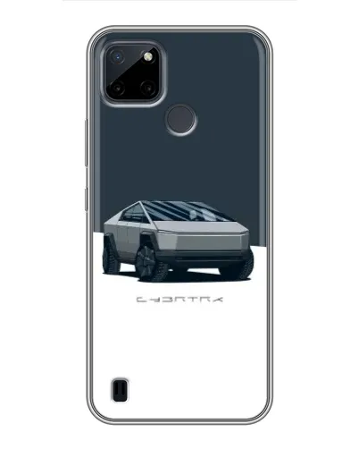 Чехол для Realme C25Y с картинкой «Серебристый Cybertruck Tesla»