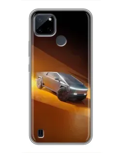 Чехол для Realme C25Y с картинкой «Cybertruck в пустыне»