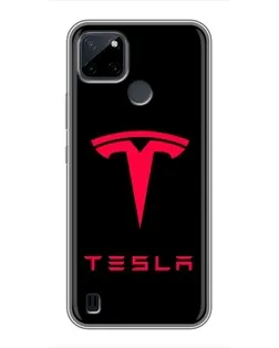 Чехол для Realme C25Y с картинкой «Tesla Red Logo»