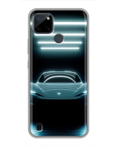 Чехол для Realme C25Y с картинкой «Tesla в неоне»