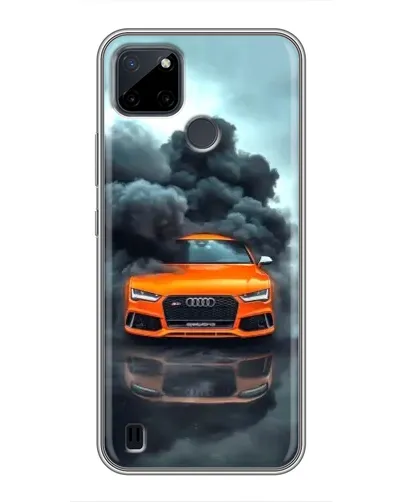 Чехол для Realme C25Y с картинкой «Audi в облаках дыма»