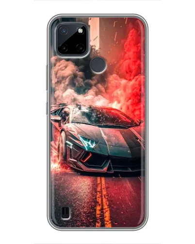 Чехол для Realme C25Y с картинкой «Lamborghini красный дым»