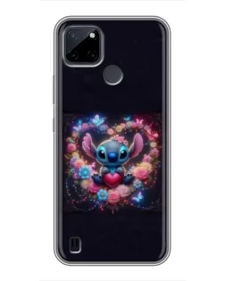 Чехол для Realme C25Y с картинкой «Stitch в цветах»
