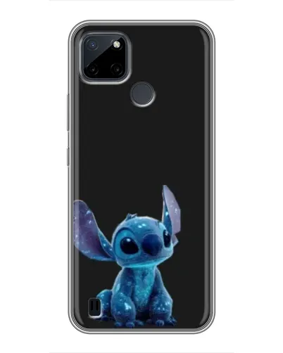 Чехол для Realme C25Y с картинкой «Стич на черном»