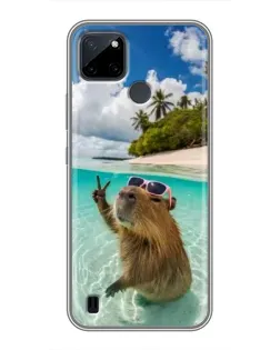 Чехол для Realme C25Y с картинкой «Капибара на море» Чехол для Realme C25Y с картинкой «Капибара на море»