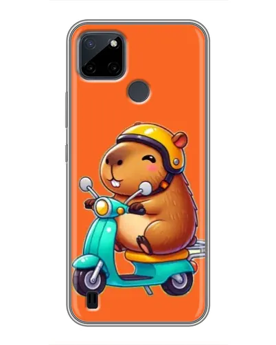 Чехол для Realme C25Y с картинкой «Капибара на скутере»